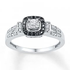 Black/White Diamond Promise Ring 1/5 ct tw Sterling Silver