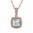 Aquamarine & Diamond Necklace 1/20 ct tw 10K Rose Gold 18"