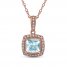 Aquamarine & Diamond Necklace 1/20 ct tw 10K Rose Gold 18"