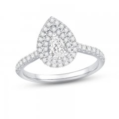 The Kiss Halo Diamond Engagement Ring 1 ct tw Pear & Round-cut Platinum