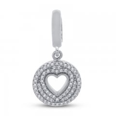 True Definition Diamond Heart Charm 1/5 ct tw Round-cut Sterling Silver