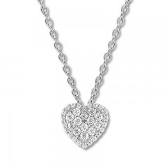 Diamond Heart Necklace 1/2 ct tw Round-cut 10K White Gold