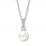 Cultured Pearl Necklace Lab-Created Sapphires Sterling Silver