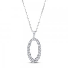 Diamond Oval Necklace 1/2 ct tw 10K White Gold 18"