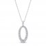 Diamond Oval Necklace 1/2 ct tw 10K White Gold 18"