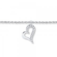 Heart Anklet 1/20 ct tw Diamonds Sterling Silver