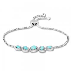 Amazonite & White Topaz Bolo Bracelet Sterling Silver