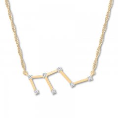 Leo Zodiac Necklace 1/10 ct tw Diamonds 10K Yellow Gold