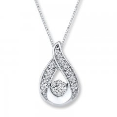 Diamond Necklace 1/20 ct tw Round-cut Sterling Silver