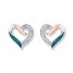 Heart Earrings 1/20 ct tw Diamonds Sterling Silver/10K Gold