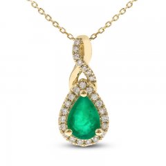 Emerald Twist Necklace 1/8 ct tw Diamonds 10K Yellow Gold 18"