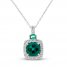 Lab-Created Emerald & White Lab-Created Sapphire Necklace Sterling Silver 18"