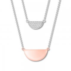 Diamond Layered Necklace 1/6 cttw Sterling Silver/10K Rose Gold