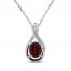 Garnet & White Lab-Created Sapphire Necklace Sterling Silver 18"