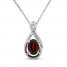 Garnet & White Lab-Created Sapphire Necklace Sterling Silver 18"