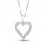 Diamond Two-Row Heart Necklace 1/3 ct tw Round-cut 10K White Gold 18"