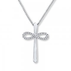 Infinity Cross Necklace 1/15 ct tw Diamonds Sterling Silver