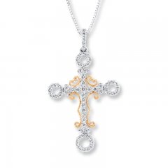 Cross Necklace 1/3 ct tw Diamonds 10K Two-Tone Gold