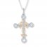 Cross Necklace 1/3 ct tw Diamonds 10K Two-Tone Gold