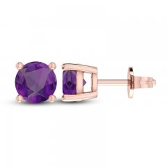 Amethyst Solitaire Earrings 10K Rose Gold