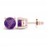 Amethyst Solitaire Earrings 10K Rose Gold