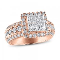 Multi-Diamond Engagement Ring 3 ct tw Princess/Round 14K Rose Gold