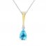 Swiss Blue Topaz & Diamond Necklace Sterling Silver/10K Yellow Gold 18"