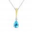 Swiss Blue Topaz & Diamond Necklace Sterling Silver/10K Yellow Gold 18"