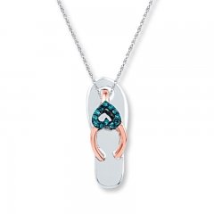 Flip-Flop Necklace Blue Diamonds Sterling Silver/10K Gold