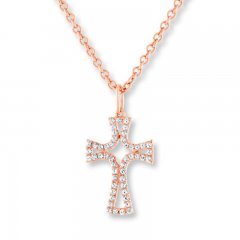 Diamond Cross Necklace 1/6 Carat tw 10K Rose Gold