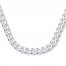 Men's Curb Chain Bracelet 14K White Gold 8.5" Length