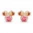 Children's Minnie Mouse Pink Cubic Zirconia Stud Earrings 14K Yellow Gold