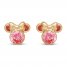 Children's Minnie Mouse Pink Cubic Zirconia Stud Earrings 14K Yellow Gold