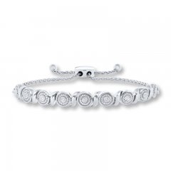 Diamond Bolo Bracelet 1/4 ct tw Round-cut Sterling Silver