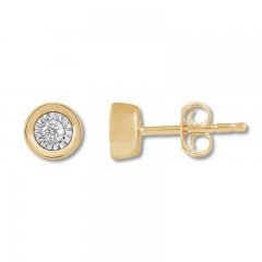 Diamond Solitaire Earrings 1/4 ct tw Round-cut 10K Yellow Gold