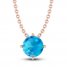 Swiss Blue Topaz Solitaire Necklace 10K Rose Gold 18"