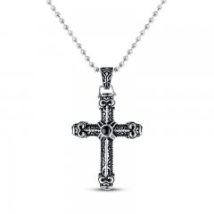 Men's Cross Necklace Black Ion Plating Stainless Steel