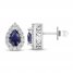 Blue & White Lab-Created Sapphire Earrings Sterling Silver