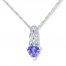 Tanzanite Heart Necklace Diamond Accents 10K White Gold