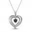 Convertible Heart Necklace Garnet & Lab-Created Sapphire in Sterling Silver