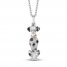 Disney Treasures 101 Dalmatians Necklace 1/10 ct tw Black and White Diamonds Sterling Silver/10K Rose Gold