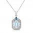 Aquamarine/London Blue Topaz/White Lab-Created Sapphire Necklace Sterling Silver 18"