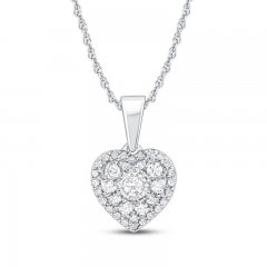 Diamond Heart Necklace 1/4 ct tw 10K White Gold 18"