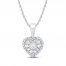 Diamond Heart Necklace 1/4 ct tw 10K White Gold 18"