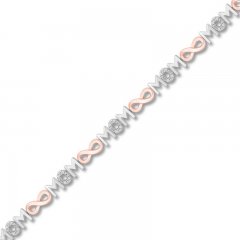 Mom Infinity Bracelet 1/10 ct tw Sterling Silver/10K Rose Gold