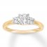 Three-Stone Diamond Ring 1-1/3 ct tw Round-cut 14K Yellow Gold