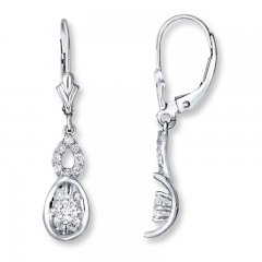 Dangle Earrings 3/8 ct tw Diamonds 10K White Gold