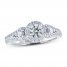 THE LEO Ideal Cut Diamond 3-Stone Engagement Ring 1 ct tw 14K White Gold