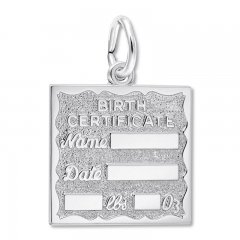 Birth Certificate Sterling Silver Charm