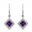 Amethyst & White Lab-Created Sapphire Earrings Sterling Silver